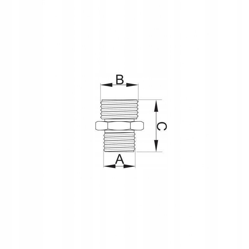 Nypel mosiężny chrom redukcyjny 1/2" x 3/8", redukcja nyplowa chromowana