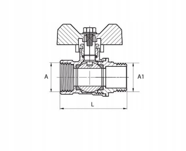 Zawór kurek kulowy Diamond 1/2 cala DN15 Motylek WZ
