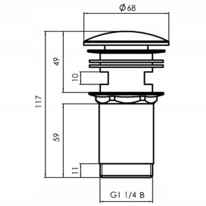 Korek automatyczny KLIK KLAK do umywalki, wanny, brodzika DIAMOND, czarny