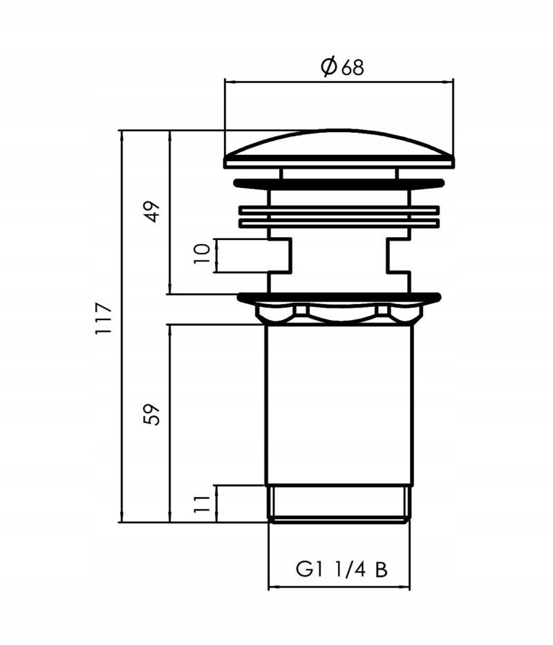 Korek automatyczny KLIK KLAK do umywalki, wanny, brodzika DIAMOND, czarny