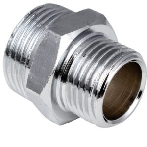 Nypel mosiężny chrom redukcyjny 1 x 3/4 cala, redukcja nyplowa chromowana