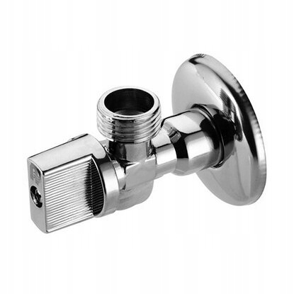 Zawór kątowy kulowy bez filtra z rozetą 1/2”x 3/8”
