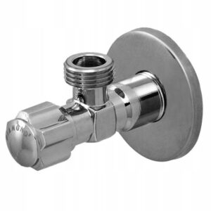 Zawór zaporowy kątowy, grzybkowy, CHROM 1/2"x3/8"