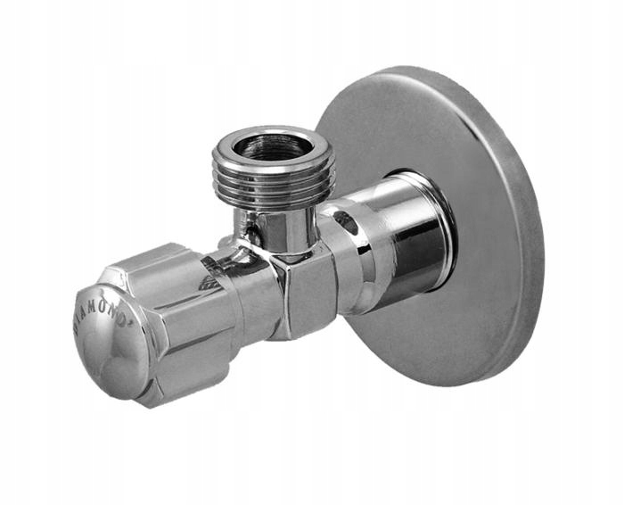 Zawór zaporowy kątowy, grzybkowy, CHROM 1/2"x3/8"