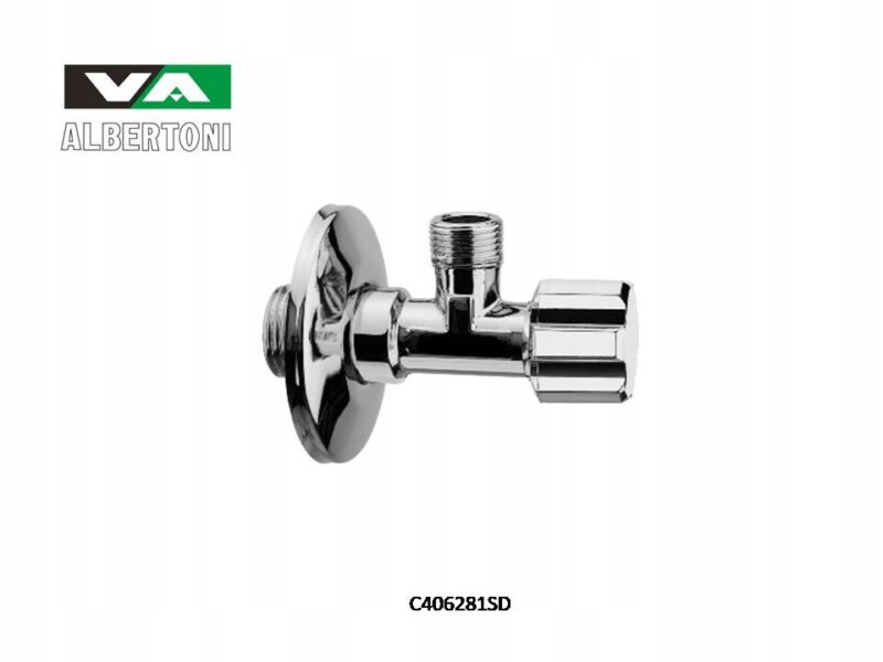 Zawór podumywalkowy, kątowy, grzybkowy VA ALBERTONI 1/2" x 3/8" z rozetą