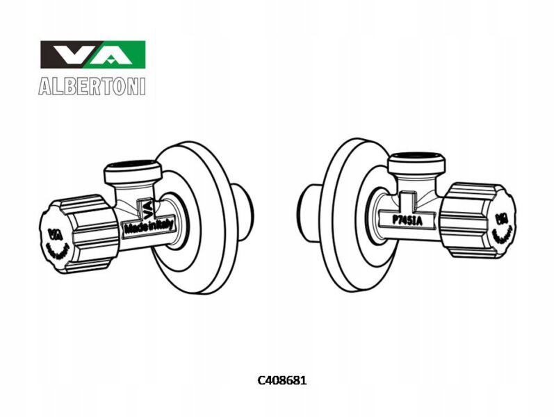 Zawór grzybkowy podumywalkowy, kątowy VA ALBERTONI 1/2x1/2 z rozetą