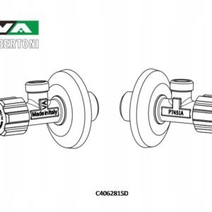 Zawór podumywalkowy, kątowy, grzybkowy VA ALBERTONI 1/2" x 3/8" z rozetą