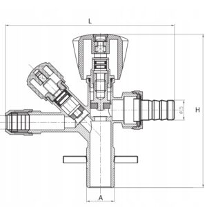 ZAWÓR ZAPOROWY KOMBINOWANY GRZYBKOWY KĄTOWY Z ROZETĄ 1/2x 3/4x 3/8 DIAMOND