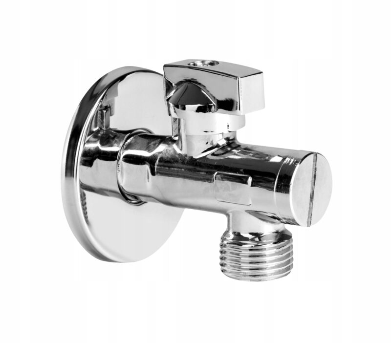 Zawór kulowy kątowy z filtrem MINI, dławicą i met. motyl 1/2x3/8 TYP ciężki