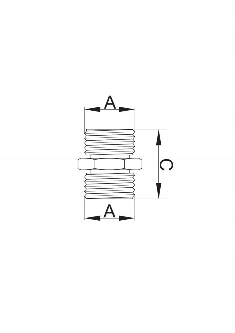 Nypel - złączka mosiężna 3/8" x 3/8"