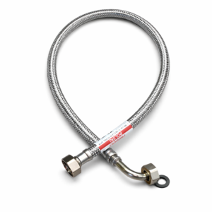 WĄŻ-WĘŻYK w oplocie stalowym DN8/Fi8, GW 1/2" -GW KOLANKO 1/2"