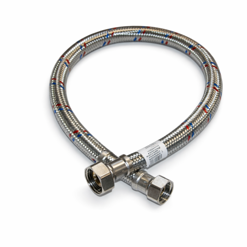 WĄŻ-WĘŻYK do wody w oplocie stalowym DN13/Fi 13, GW 3/4"x GW 1/2"