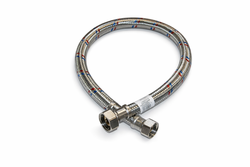 WĄŻ-WĘŻYK do wody w oplocie stalowym DN13/Fi 13, GW 3/4"x GW 1/2"