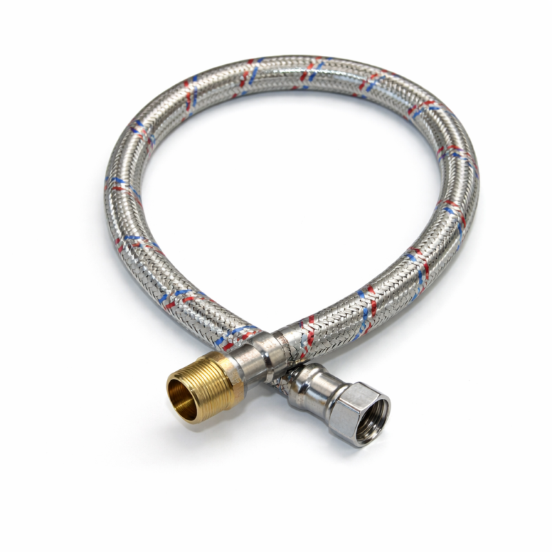 WĄŻ-WĘŻYK do wody w oplocie stalowym DN13/Fi13mm, GW 1/2"x GZ 3/4"