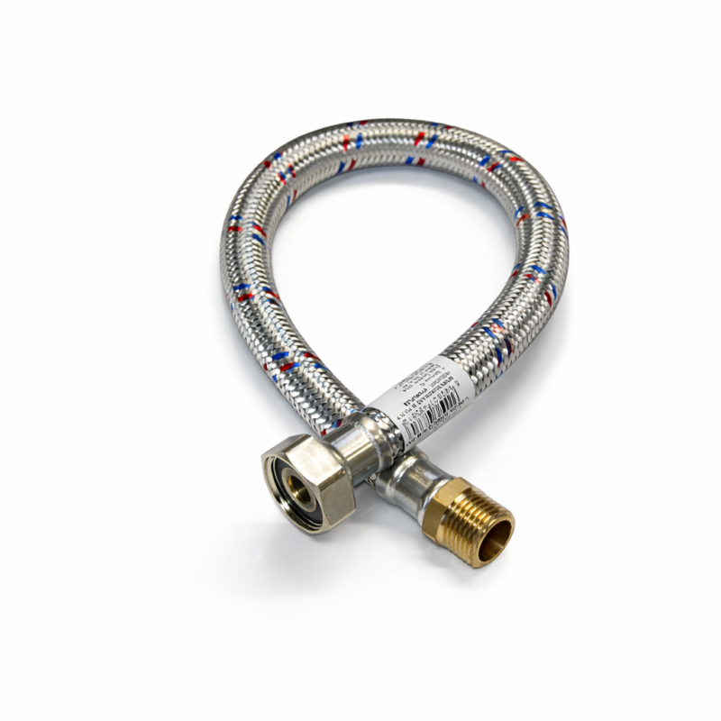 WĄŻ-WĘŻYK do wody w oplocie stalowym DN13/Fi13mm, GW 3/4"x GZ 1/2"