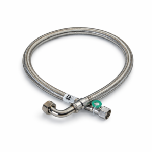 WĄŻ-WĘŻYK w oplocie stalowym DN13/Fi13, GW 1/2" - GW kolanko 1/2"