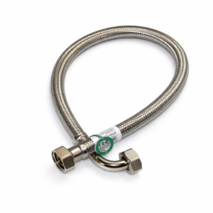 WĄŻ-WĘŻYK w oplocie stalowym DN13/Fi13 GW 3/4" - GW KOLANKO 3/4"