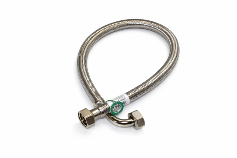 WĄŻ-WĘŻYK w oplocie stalowym DN13/Fi13 GW 3/4" - GW KOLANKO 3/4"