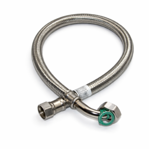 WĄŻ-WĘŻYK w oplocie stalowym DN13/Fi13, GW 1/2" - GW KOLANO 3/4"