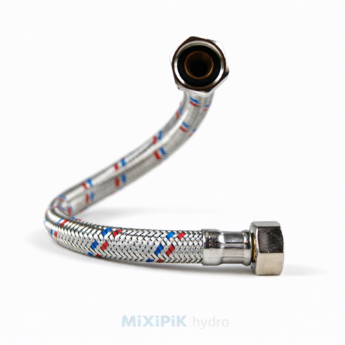 WĄŻ-WĘŻYK do wody w oplocie stalowym DN8 / FI8, GW 3/8"x GW 3/8"