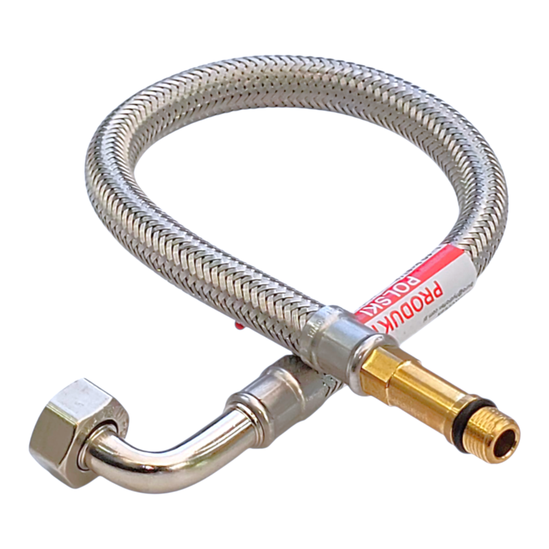 WĘŻYK PRZYŁĄCZENIOWY DO BATERII Z KOLANKIEM 3/8" x DŁ.KONIEC M10x1