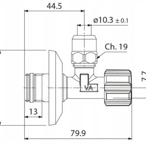 Zawór grzybkowy podumywalkowy, kątowy VA ALBERTONI 1/2x1/2 z rozetą