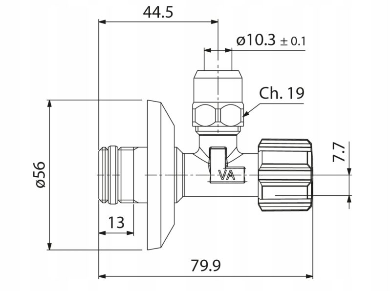 Zawór grzybkowy podumywalkowy, kątowy VA ALBERTONI 1/2x1/2 z rozetą