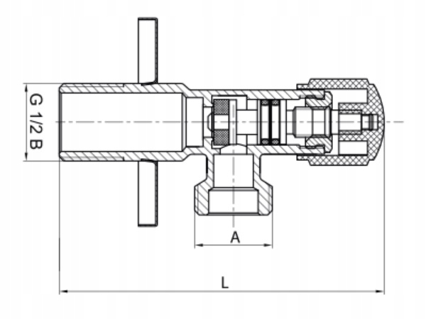 Zawór zaporowy kątowy, grzybkowy, CHROM 1/2"x3/8"