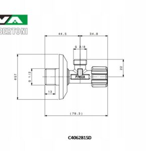 Zawór podumywalkowy, kątowy, grzybkowy VA ALBERTONI 1/2" x 3/8" z rozetą