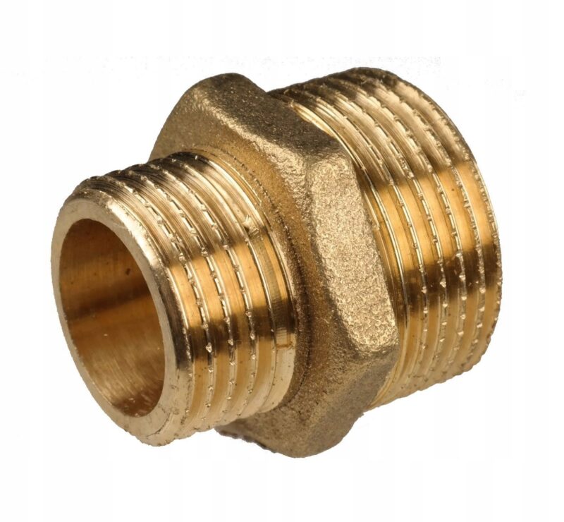 Nypel mosiężny redukcyjny 3/4 x 1/2 cala, redukcja nyplowa mosiężna