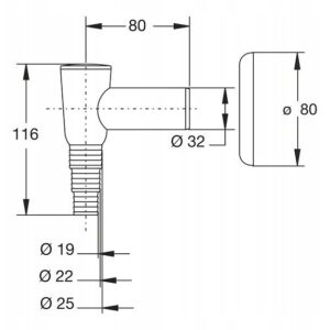 Syfon do pralki natynkowy BIAŁY z rozetą, z zaworem zwrotnym
