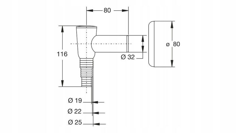 Syfon do pralki natynkowy BIAŁY z rozetą, z zaworem zwrotnym