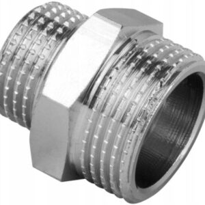 Nypel mosiężny chrom redukcyjny 1/2" x 3/8", redukcja nyplowa chromowana
