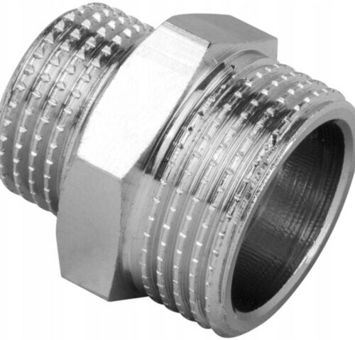 Nypel mosiężny chrom redukcyjny 1 x 3/4 cala, redukcja nyplowa chromowana