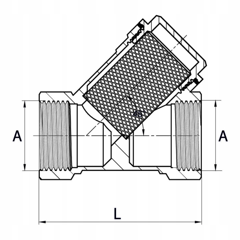 Filtr skośny siatkowy do wody 1/2"