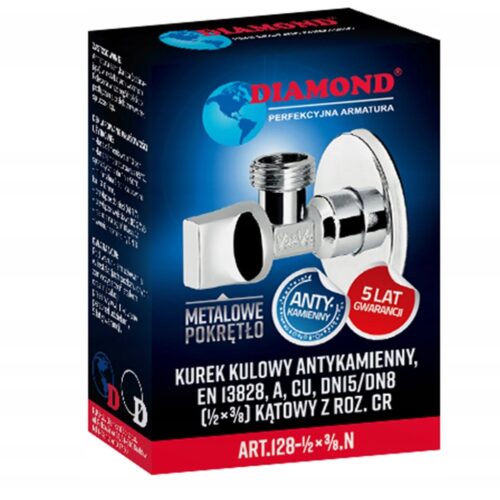 Zawór / kurek kulowy, kątowy ANTYKAMIENNY Diamond 1/2" X 1/2''