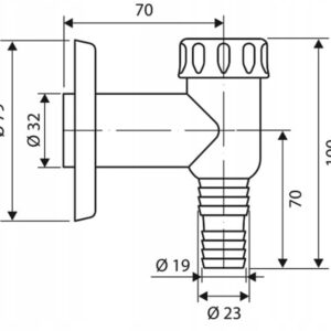 Syfon do pralki natynkowy CHROM z rozetą, z zaworem zwrotnym