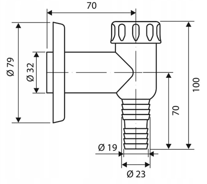 Syfon do pralki natynkowy CHROM z rozetą, z zaworem zwrotnym